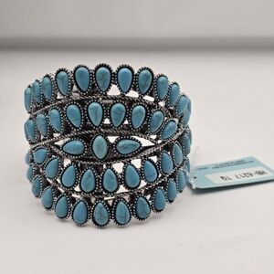 Turquoise and Silver Tone Cuff Women's Bracelet